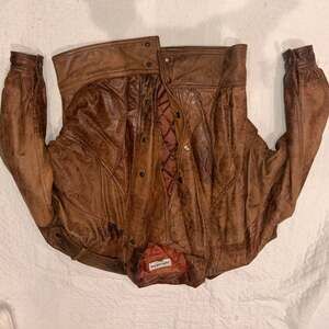Vintage Split End Ltd. Distressed Brown 100% Leather Bomber Jacket - Size S